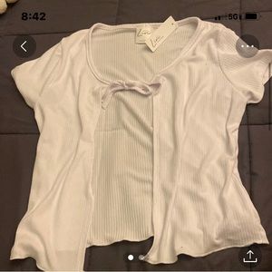 knotted tie front short sleeve crop top sweater